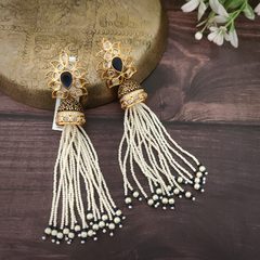 Elmina Blue Polki jhumkas