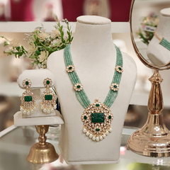 Aarushi Long Necklace Set Mint Green