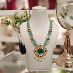 Aarushi Long Necklace Set Mint Green