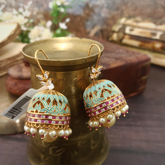 Sasha Mint Enameled Jhumka
