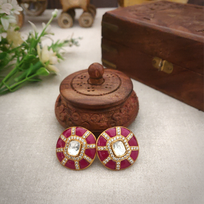 Arna Pink Polki Studs