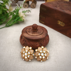 Atmika peach polki studs