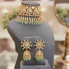 Deepika Mint Green Kundan Set