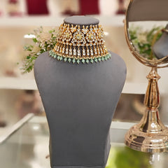 Deepika Mint Green Kundan Set