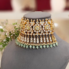 Deepika Mint Green Kundan Set