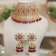 Deepika Maroon Paachi Kundan Set