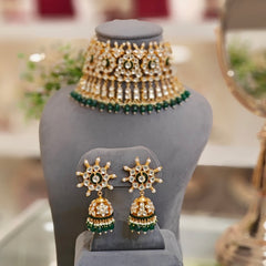 Deepika Green Paachi Kundan Set