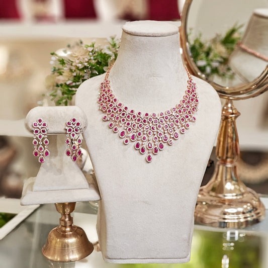 Mia Ruby Red Rose neckline set
