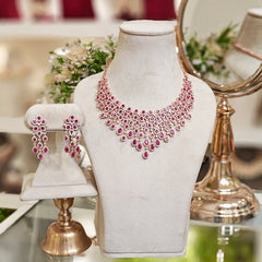 Mia Ruby Red Rose neckline set