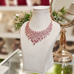 Mia Ruby Red Rose neckline set