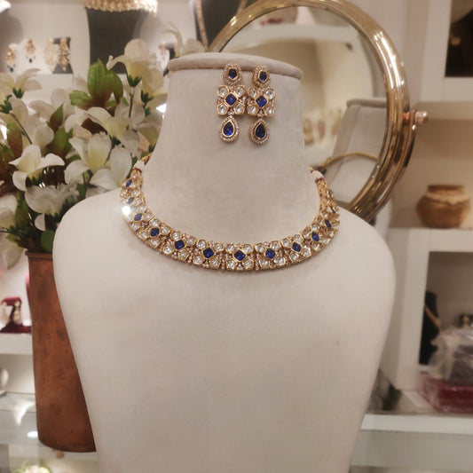 Fraha Royal blue Polki Set