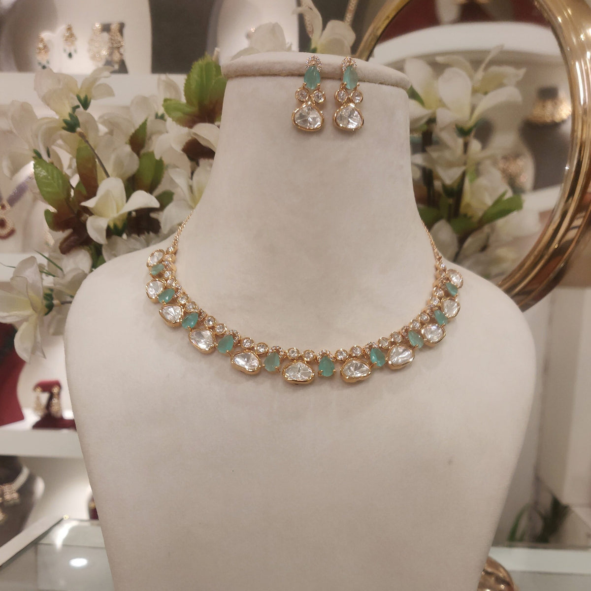 Sneha Mint Green Polki Set