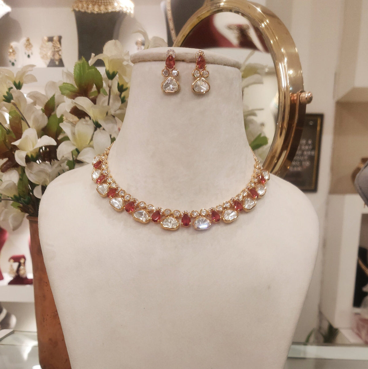 Sneha Rhodolite Polki Set