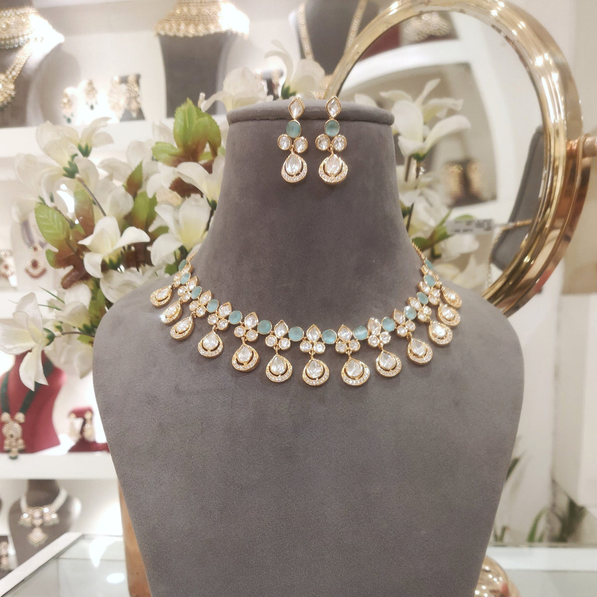 Baani mint green Polki Set