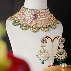 Raassa Green Polki Bridal Set