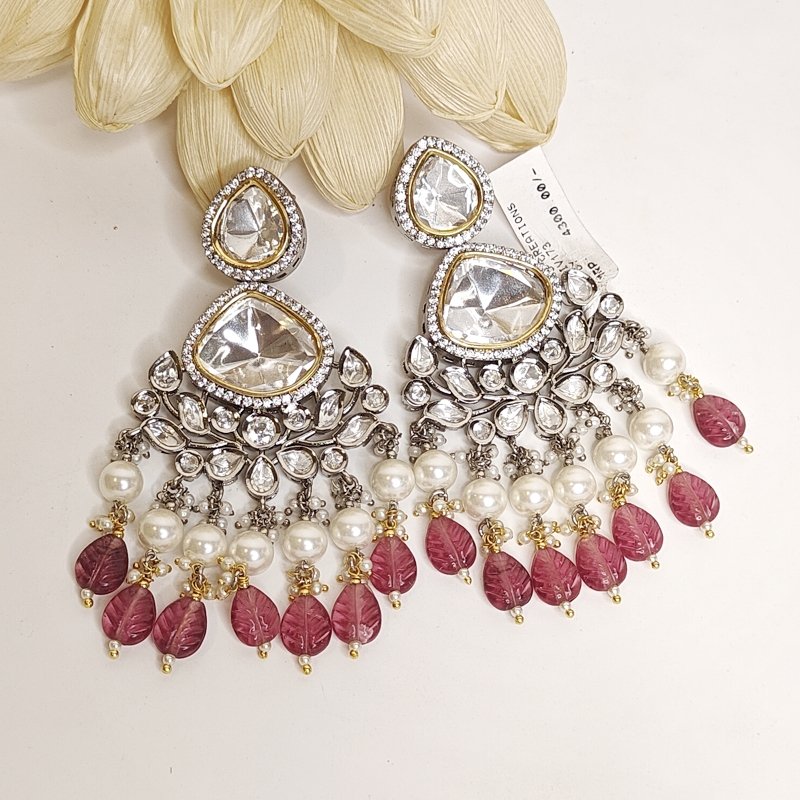 Ridhima Polki Chaandbali (Golden, Grey, Sliver, White, Wine)