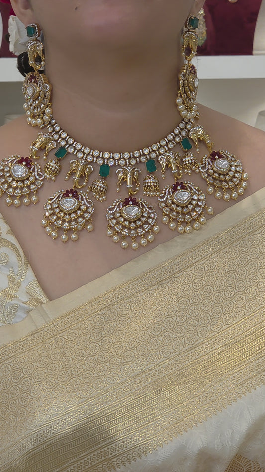 Shree gane moissanite polki set