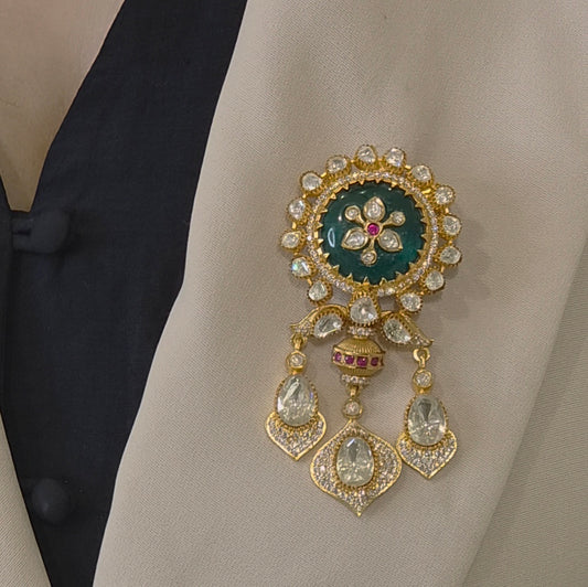 Anshu Moissanite polki brooch