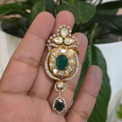 Trinity moissanite polki brooch