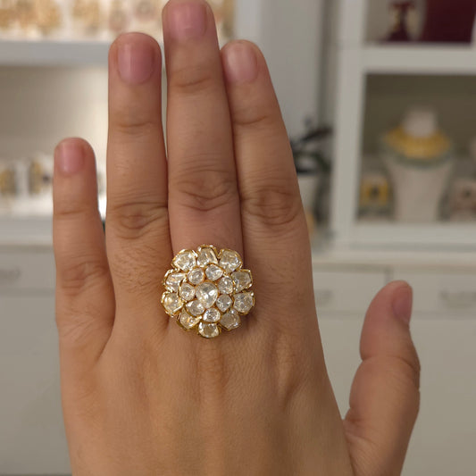 Kusum moissanite polki ring