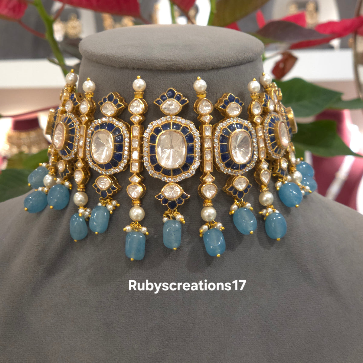 Padma handsetted moissanite polki choker