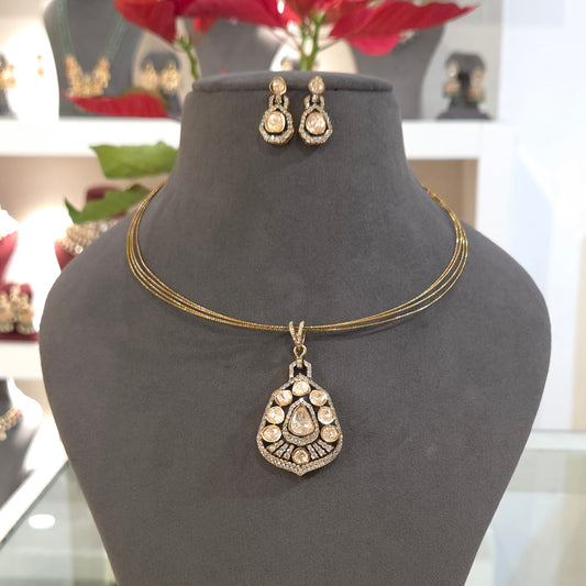Radha Moissanite polki necklace set