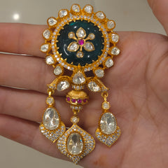 Anshu Moissanite polki brooch