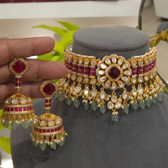 Heena moissanite polki choker set