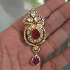 Trinity moissanite polki brooch