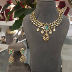 Myra moissanite polki necklace set