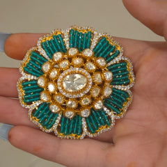 Khepar moissanite polki brooch