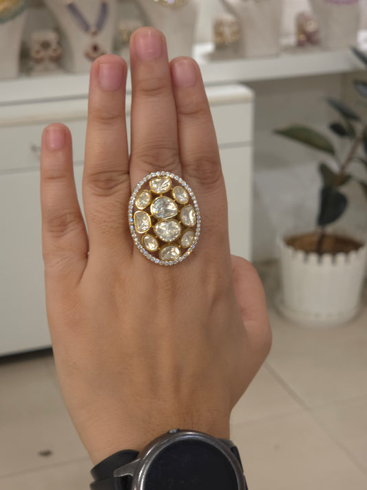 Himashi moissanite polki ring