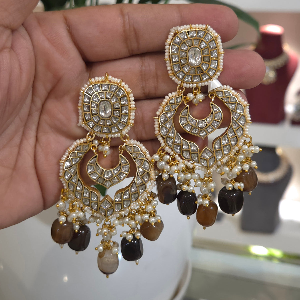 Triveni uncut polki antique danglers