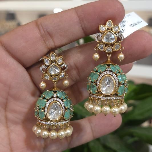 Vedehi moissanite polki jhumka