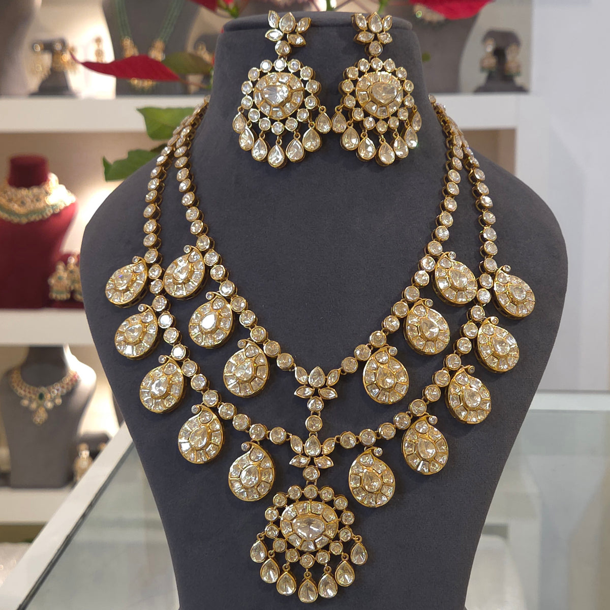 Garima moissanite polki necklace set