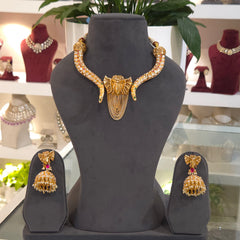 Gajanan moissanite polki hasli set