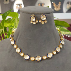 Moissanite polki neckline set