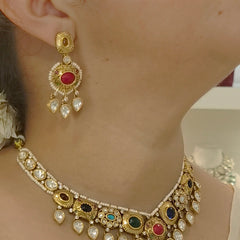 Namrita navrattan polki necklace set