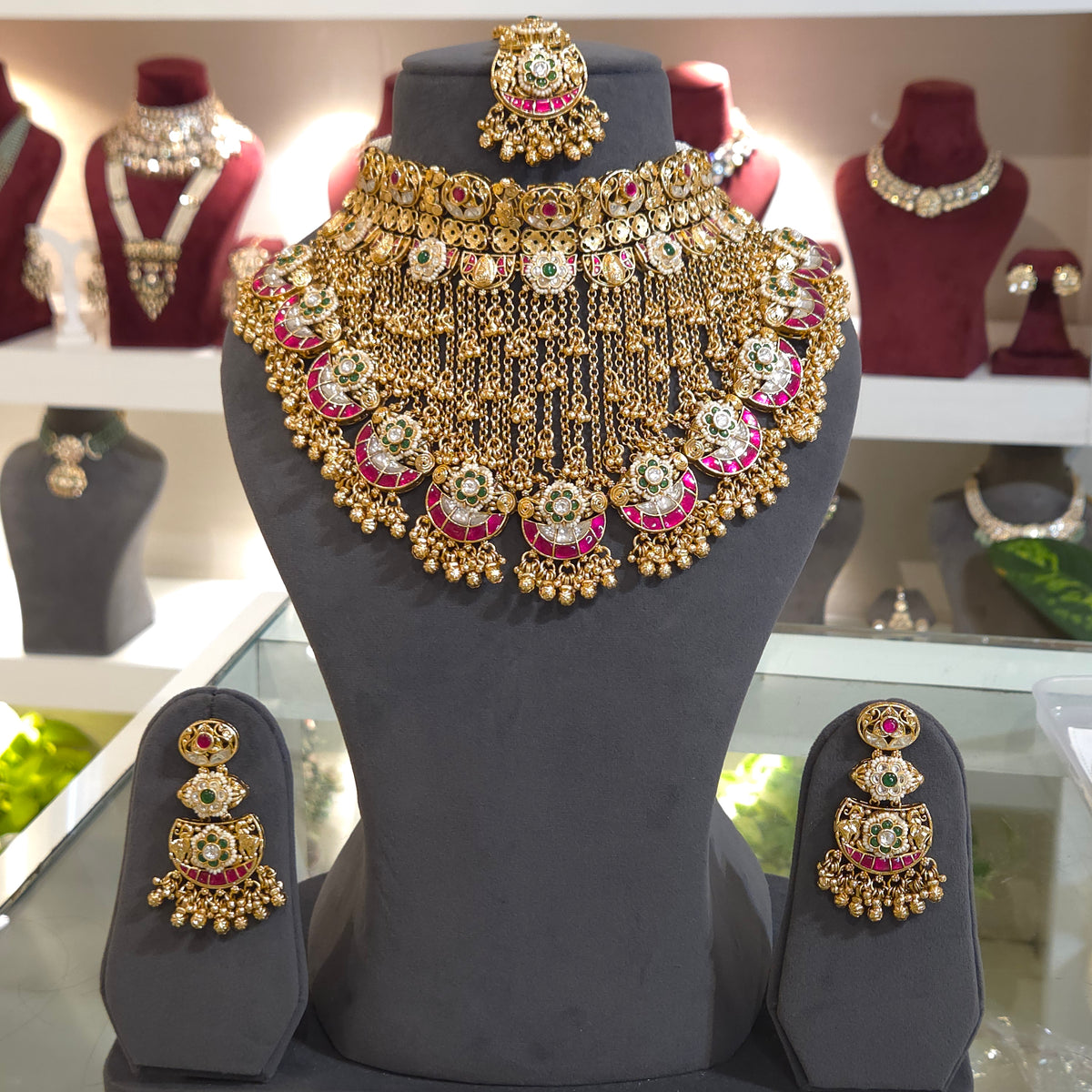 Shrelatha golden kundan set