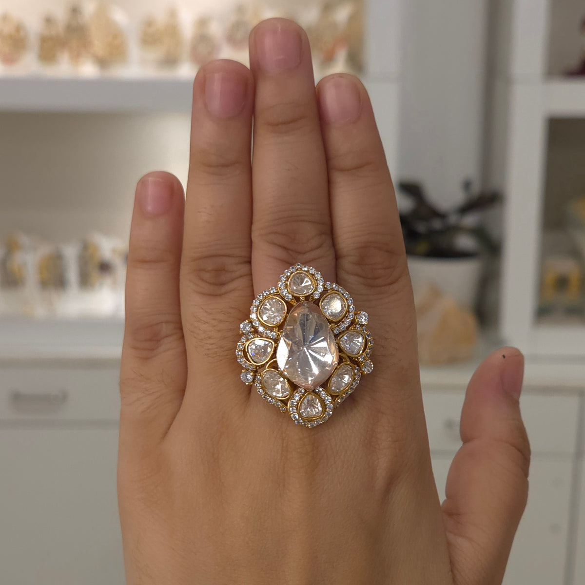 Mani moissanite polki ring