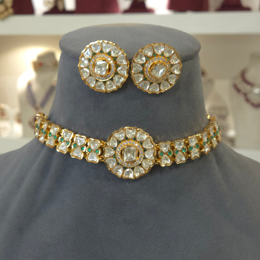 Leena moissanite polki choker set
