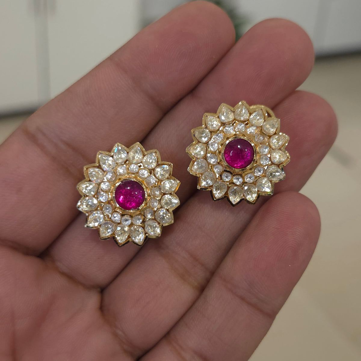 Sapna moissanite polki studs
