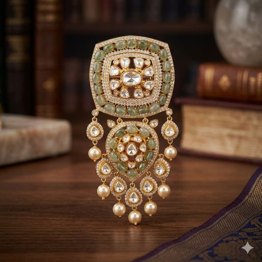 Nargis moissanite polki brooch