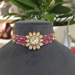 Sumona Mossanite Polki choker set