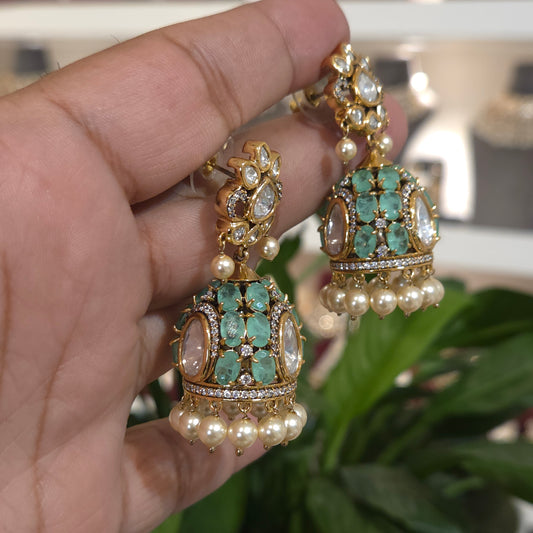 Vedehi moissanite polki jhumka
