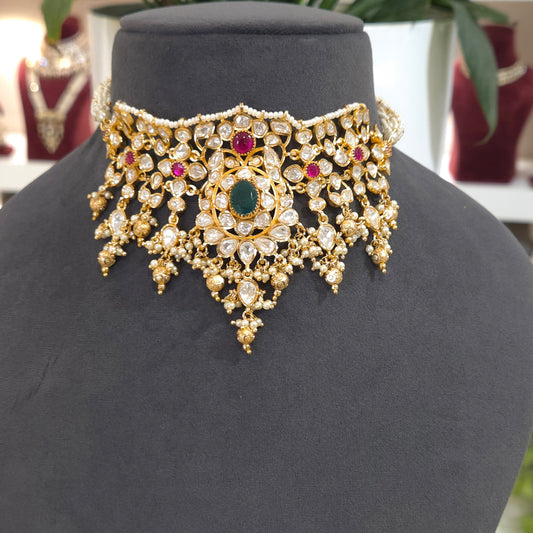 Shaami moissanite polki choker set