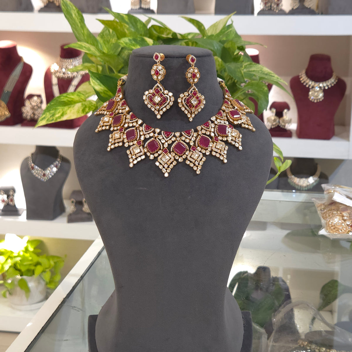 Madhuri moissanite polki set