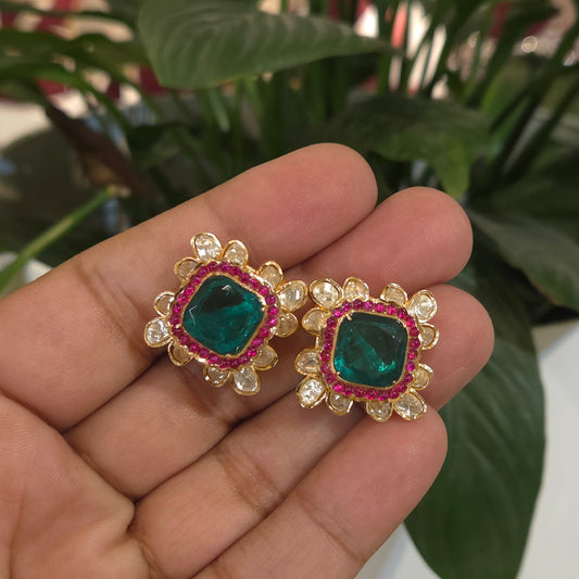 Mehal moissanite polki studs