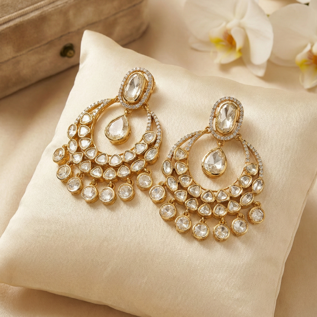 Meet moissanite polki earrings