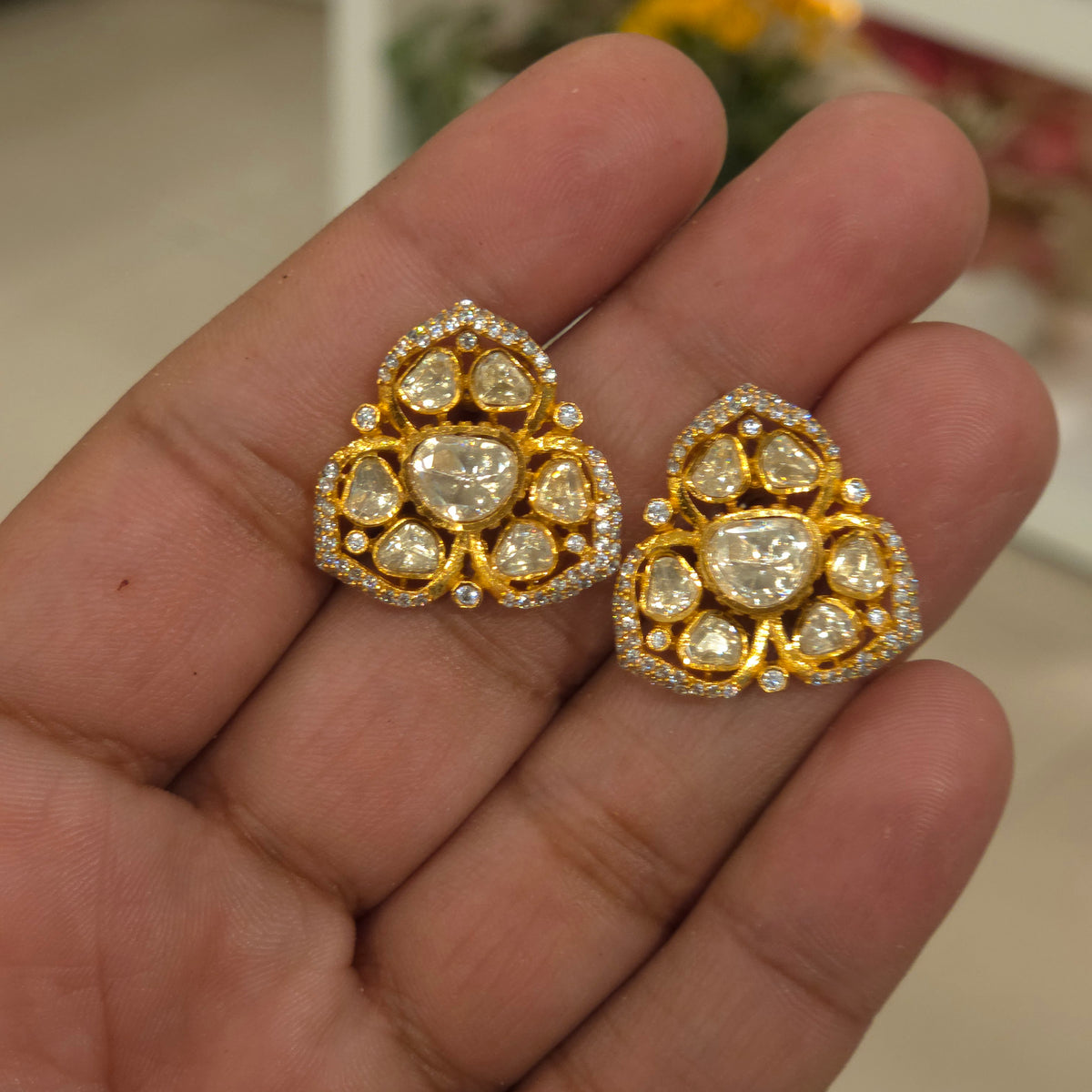 Mahi moissanite polki studs